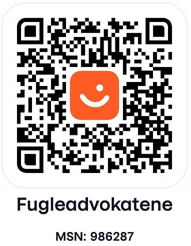 Vipps QR-kode for Fugleadvokatene, brukerstednummer 986287